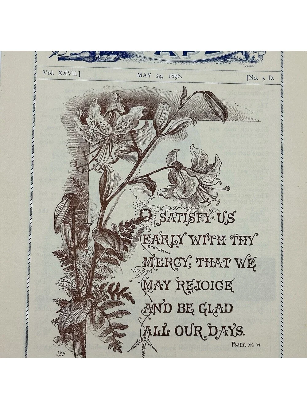Antique 1896 Picture Lesson Paper Hunt Eaton Methodist Sunday School Art     C17